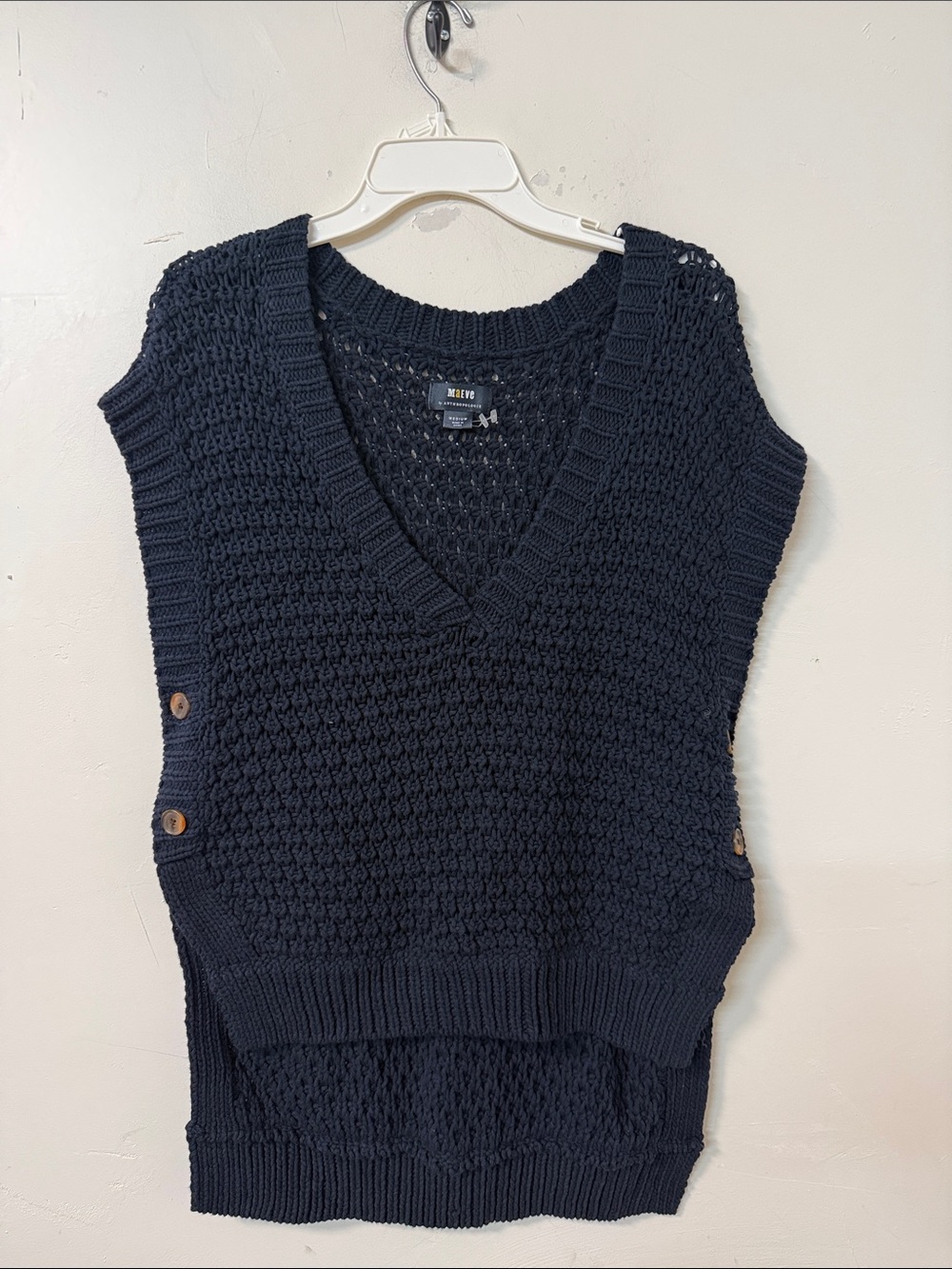 Maeve Navy Open-Knit V-Neck Sweater Vest